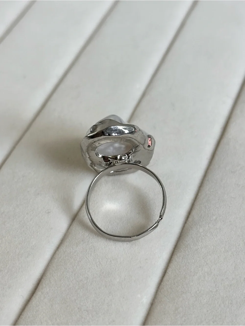 Elegant Silver Pearl Statement Ring